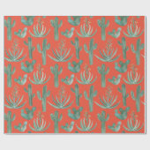 Saguaro Cactus Desert Aloe Pflanze Roter Weihnacht Geschenkpapier (Flach)