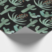 Saguaro Cactus Desert Aloe Pflanze schwarz Geschenkpapier (Ecke)