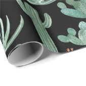 Saguaro Cactus Desert Aloe Pflanze schwarz Geschenkpapier (Rolleneckpunkt)