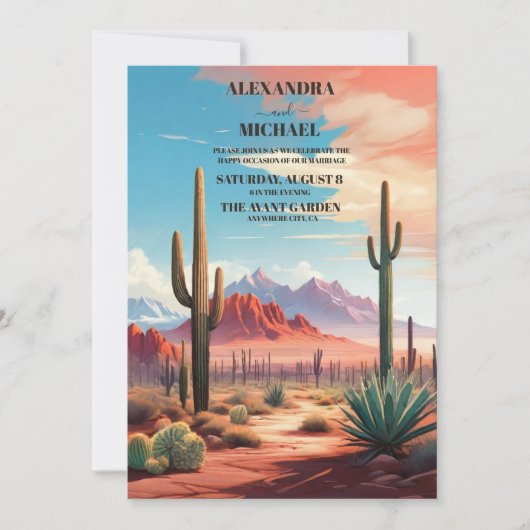 Saguaro Cactus Desert Landscape Wedding Einladung (Vorderseite)