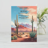 Saguaro Cactus Desert Landscape Wedding Einladung (Stehend Vorderseite)
