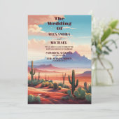 Saguaro Cactus Desert Landscape Wedding Einladung (Stehend Vorderseite)