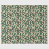 Saguaro Cactus Floral Seamless Pattern Geschenkpapier (Flach)