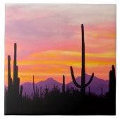 Saguaro Cactus Forest at Sunset Fliese (Vorderseite)