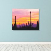 Saguaro Cactus Forest at Sunset Leinwanddruck (Insitu (Holzboden))