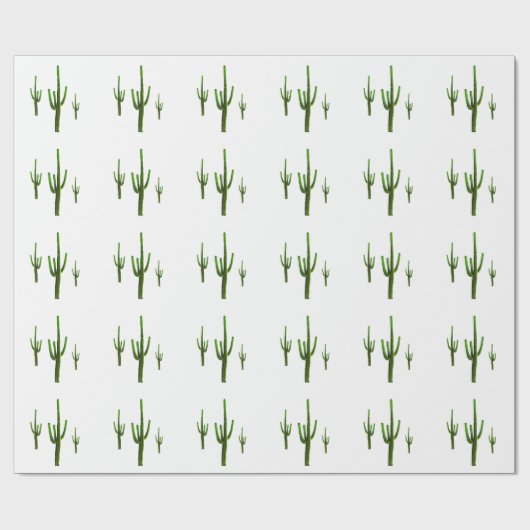 Saguaro Cactus Green Pattern Wüste Geschenkpapier (Flach)