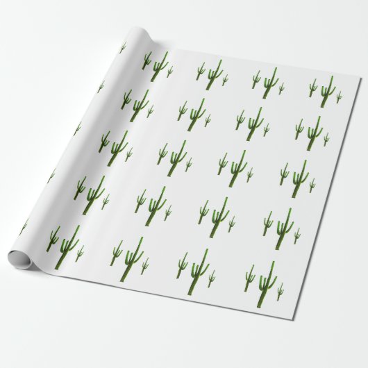 Saguaro Cactus Green Pattern Wüste Geschenkpapier (Ungerollt)