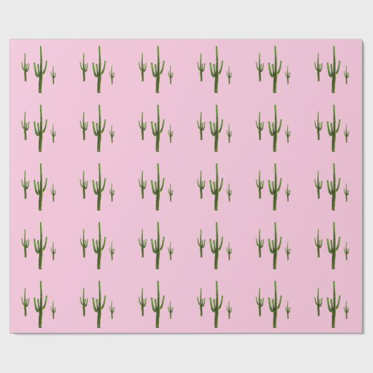 Saguaro Cactus Green Pattern Wüste Pink Geschenkpapier (Flach)