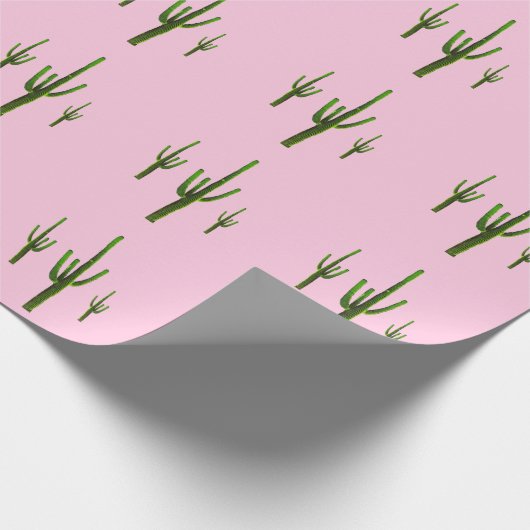 Saguaro Cactus Green Pattern Wüste Pink Geschenkpapier (Ecke)