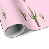 Saguaro Cactus Green Pattern Wüste Pink Geschenkpapier (Rolleneckpunkt)