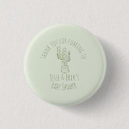 Saguaro Cactus Hand Drawn Green Baby Shower Button