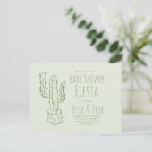 Saguaro Cactus Hand Drawn Green Baby Shower Postkarte (Stehend Vorderseite)