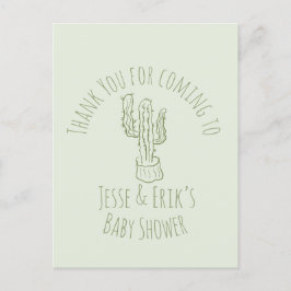 Saguaro Cactus Hand Drawn Green Baby Shower Postkarte