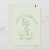 Saguaro Cactus Hand Drawn Green Baby Shower Postkarte (Vorne/Hinten)