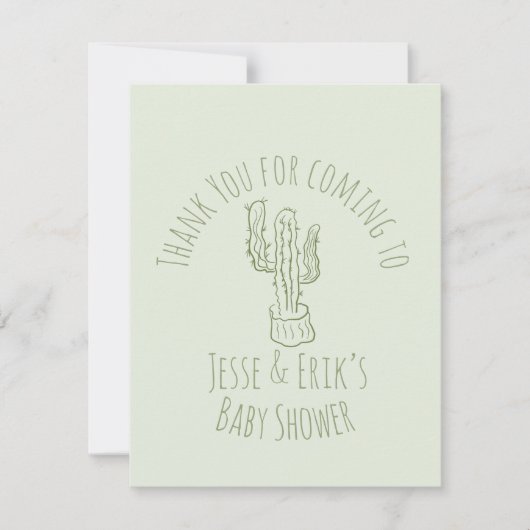 Saguaro Cactus Hand Drawn Green Baby Shower RSVP Karte (Vorderseite)