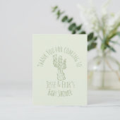 Saguaro Cactus Hand Drawn Green Baby Shower RSVP Karte (Stehend Vorderseite)