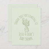 Saguaro Cactus Hand Drawn Green Baby Shower RSVP Karte (Vorne/Hinten)