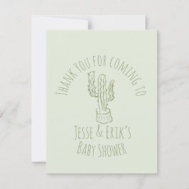Saguaro Cactus Hand Drawn Green Baby Shower RSVP Karte
