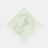 Saguaro Cactus Hand Drawn Green Baby Shower Serviette (Ecke)