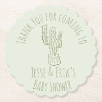 Saguaro Cactus Hand Drawn Green Baby Shower