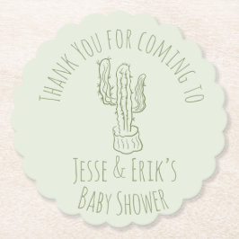 Saguaro Cactus Hand Drawn Green Baby Shower Untersetzer