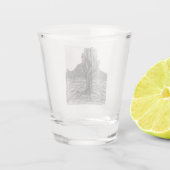 Saguaro Cactus in Pen und Tintenglas Schnapsglas (Rückseite)