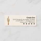 Saguaro Cactus Minimalistische Naturwüste Mini Visitenkarte (Rückseite)