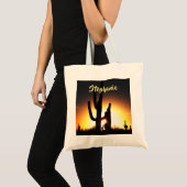 Saguaro Cactus mit Personalisiertem Namen Tragetasche (Vorderseite (Produkt))