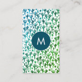 Saguaro Cactus Moon Stars Muster Elegante INITIALS Visitenkarte (Vorderseite)