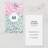 Saguaro Cactus Moon Stars Pattern Pink INITIALS Visitenkarte (Vorne/Hinten)