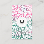 Saguaro Cactus Moon Stars Pattern Pink INITIALS Visitenkarte (Vorderseite)