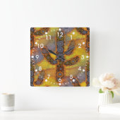 Saguaro Cactus Mosaic Design Quadratische Wanduhr (Zuhause)