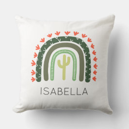 Saguaro Cactus NAME Orange Green Modern Wüste Art Kissen