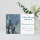 Saguaro Cactus Palm Tree Arizona Wedding RSVP Card Karte (Stehend Vorderseite)