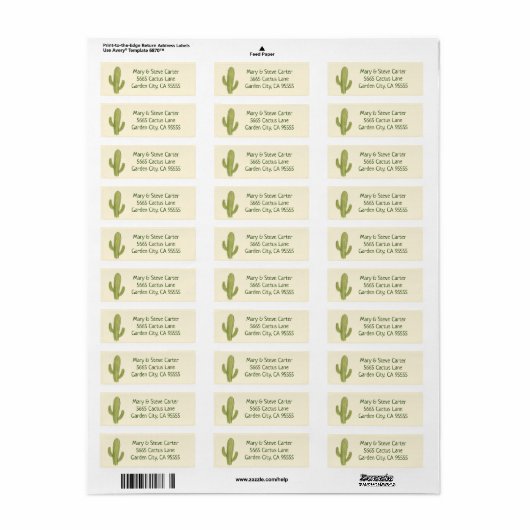 Saguaro Cactus return address label (Vorne)