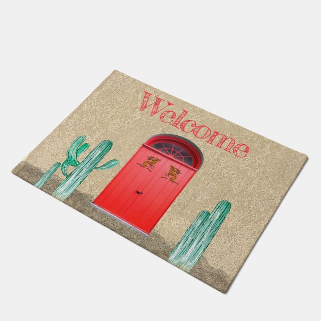 Saguaro Cactus Saguaro Fußmatte (Schrägansicht)