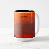 Saguaro Cactus Silhouette Arizona Red Sunset Zweifarbige Tasse (VorderseiteRechts)