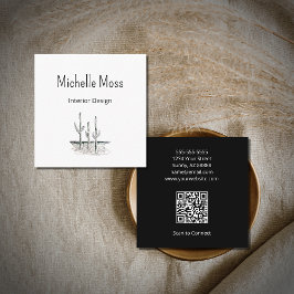 Saguaro Cactus Simple Desert QR-Code Quadratische Visitenkarte