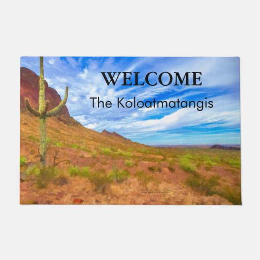 Saguaro Cactus Sonoran Desert Blue Sky Clouds Fußmatte (Vorderseite)