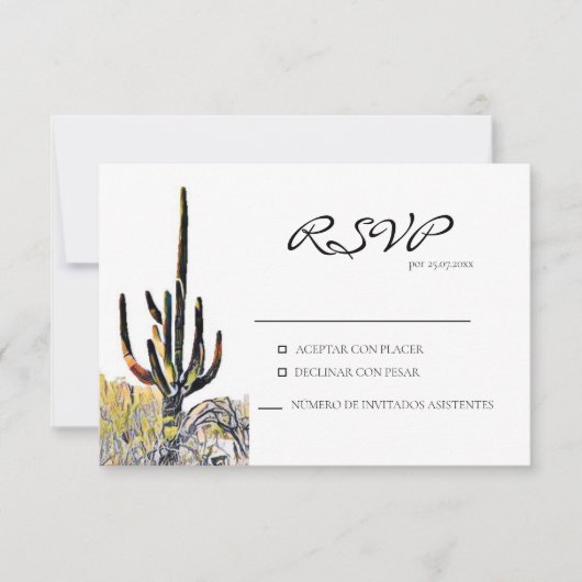 Saguaro Cactus Spanish Response Card RSVP Karte (Vorderseite)
