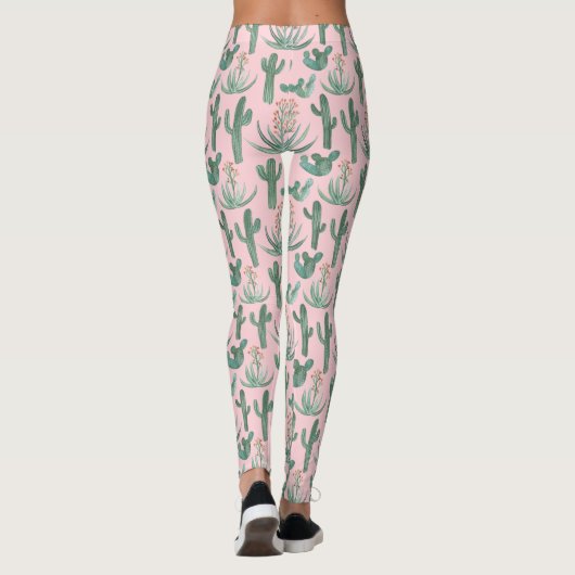 Saguaro Cactus succulents Watercolor Leggings (Rückseite)
