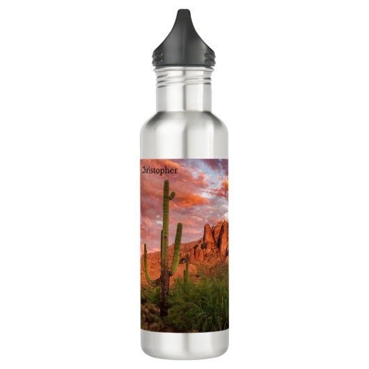 Saguaro Cactus Superstition Berg Sonnenuntergang W Edelstahlflasche (Links)