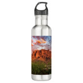 Saguaro Cactus Superstition Berg Sonnenuntergang W Edelstahlflasche (Vorderseite)