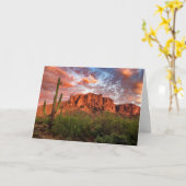 Saguaro Cactus Superstition Berg Sonnenuntergang W Karte (Gelbe Blume)