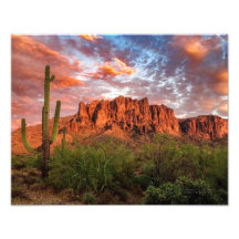 Saguaro Cactus Superstition Mountain Sonnenunterga