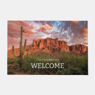 Saguaro Cactus Superstition Mountain Sonnenunterga Fußmatte