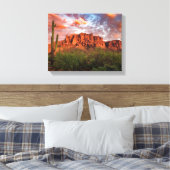 Saguaro Cactus Superstition Mountain Sunset 14x11 Leinwanddruck (Insitu (Schlafzimmer))