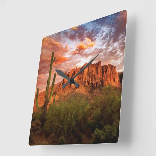 Saguaro Cactus Superstition Quadratische Wanduhr (Winkel)