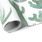 Saguaro Cactus und Wüstengelbe Pflanze auf weißem Geschenkpapier (Rolleneckpunkt)