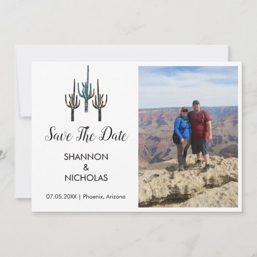 Saguaro Cactus Verlobung Foto Save the Date (Vorderseite)